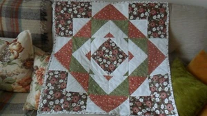 Patchwork Lap Quilt Lightly Hand Quilted All New Fabric 2 oz Wadding 31 x 31 ins - Picture 1 of 11