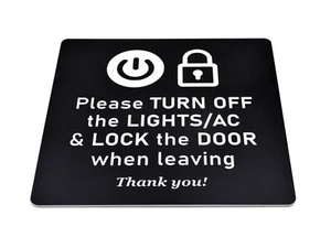 Please Turn Off Lights /Air Con & Lock the Door when leaving, thank you - Sign - Picture 1 of 4