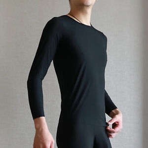 Men Ice Silk Undershirt Long Sleeves Tops Seamless Thin Base Layer T Shirt