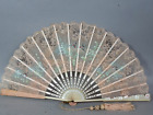 Fan Xixth Century Embroidery Painted On Lacquered Wood Bel Condition Antique Fan