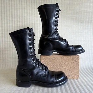 Corcoran 1515 Military Jump Boots 10" Women 6.5M Black Leather Cap Toe Punk Goth - Picture 1 of 24