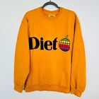Diet Starts Monday Sweater Mens Large Apple Logo Crewneck Sweatshirt Yellow L