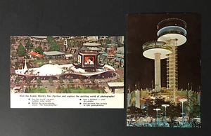 Kodak World’s Fair Pavillion 1965 New York Aerial Observation Towers 2 Postcards - Picture 1 of 4