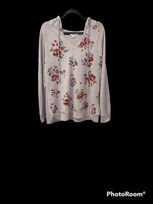 Tempted Los Angeles女式1X灰色粉红色花卉连帽卫衣1646 — 第 1/4 张图片