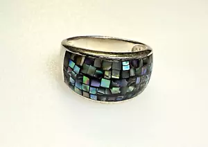 Sterling Silver 925 Ring Jewellery Abalone Paua Shell 7.35g Size Q1/2 - Picture 1 of 5