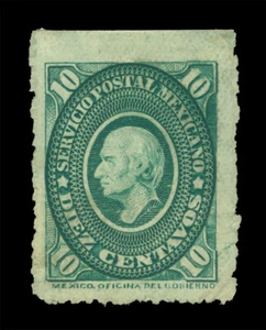 MEXICO 1884 HIDALGO - Medallion - 10c black green Scott# 156b mint MH - Picture 1 of 2