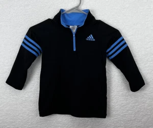 Adidas Hoodie Kids 5 Boys Black Blue Pull Over Sweater Sweatshirt Zip - Picture 1 of 5