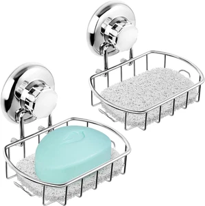 2er Pack Saugnapf Seifenhalter - Stab Seifenschale für Dusche mit Haken für Badezimmer - Bild 1 von 9
