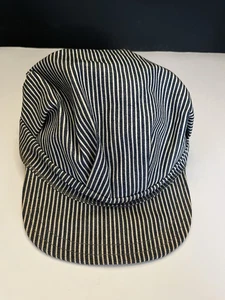 Train Conductor Hat Striped Engineer Cap Blue Hickory Stripe Railroad Large - Picture 1 of 4