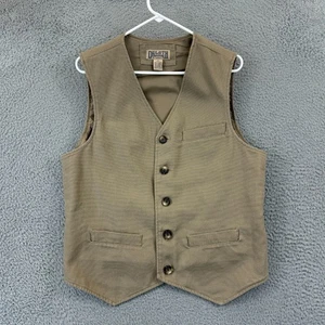 Duluth Trading Vest Mens Medium Beige Button Up Pocket Lined Waist Coat Outdoor - Picture 1 of 10