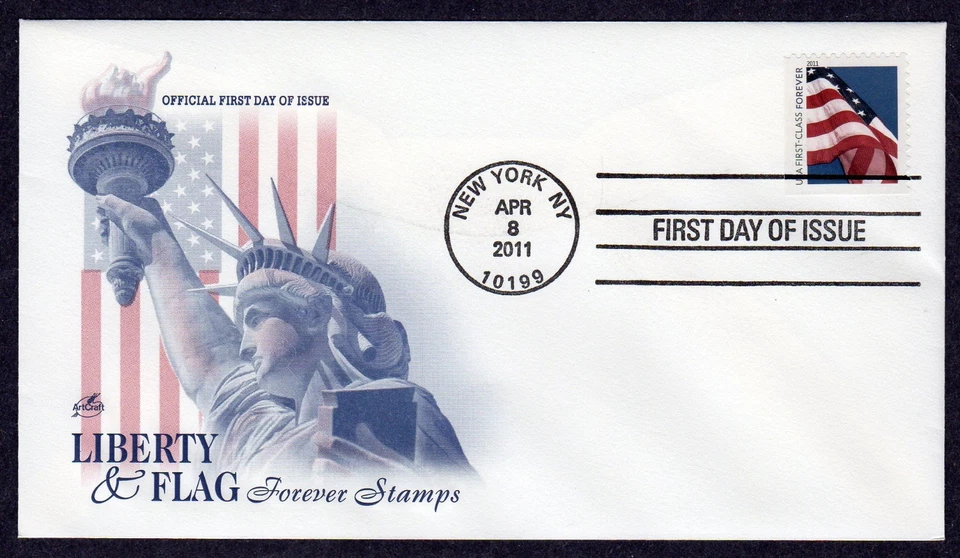 Forever USA FLAG BP Single 2011 (Scott 4519) - Artcraft FDC TC446 Foto 1 de 1