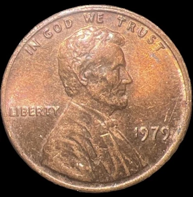 1979 No Mint Mark Lincoln Memorial Penny Off Center Strike Obverse Rim Error - Image 1 of 2