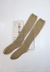 Vintage 60er 70er Lurex Gold Kniestrümpfe neu und verpackt Fuß ist 9" lang Retro - Bild 1 von 10