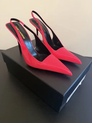 Zapatos de salón Saint Laurent Kiss 105 charol con tirantes para mujer rosa 39 Foto 1 de 4