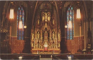 Holy Name Catholic Church Interior Alter Sheboygan WI. Chrome Postcard - Picture 1 of 2