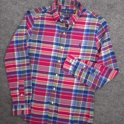 Camisa Ralph Lauren Performance Franela Para Hombres Pequeña Colorida Madrás Cuadros Calce Ajustado Foto 1 de 4