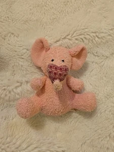 Russ Berrie Heart Warmers Pink Elephant Plush With Heart Terry Cloth Bean Bag - Picture 1 of 7