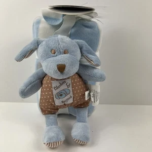 Blankets And & Beyond Baby Blue Dog Lovey Plush Plus Blanket 30” X 36” - Picture 1 of 4