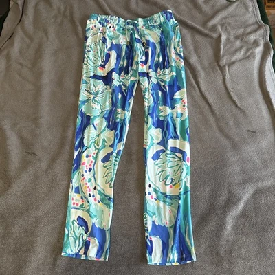Pantalones al tobillo informales con cordón florales talla S Lilly Pulitzer para damas Foto 1 de 4