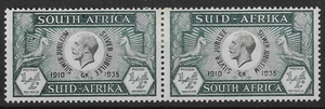 Sudáfrica 1935 0.5d Silver Jubilee 'Etiquetado oreja' variedad SG65c en par como nuevo - Imagen 1 de 3