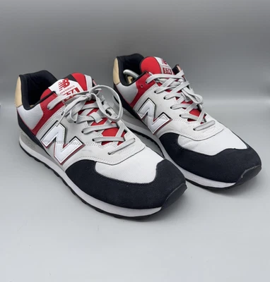 Новый баланс 574 туфли мужской размер 13 белый красный черный ретро работает кроссовки - Изображение 1 из 4