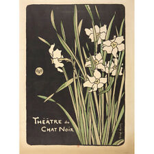 Auriol Program Cover Theatre Chat Noir Flowers Canvas Art Print Poster