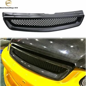 Carbon Fiber Mesh ABS Front Hood Grill For Honda Civic EK JDM 99-00 Type-R Style - Picture 1 of 8