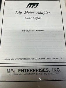 MFJ -66 DIP METER ADAPTER INSTRUCTION  MANUAL - Bild 1 von 1