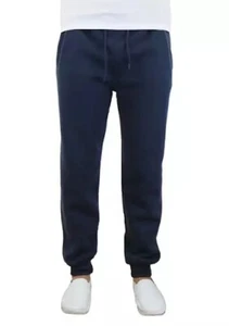 Galaxy By Harvic Men's Fleece Slim Fit Jogger Pants in Navy-Small - Picture 1 of 4