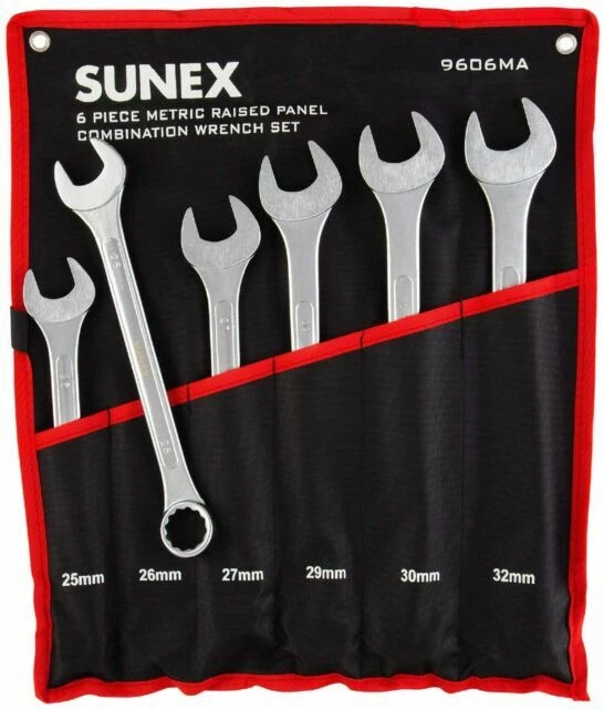 Sunex 9606M Raised Panel Metric Combination Wrench Set