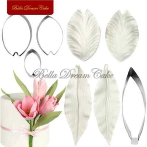 Tulip Petal Leaf Veiner Mold with Cutter Set Silicone Fondant Clay Tools 1pc - Picture 1 of 8