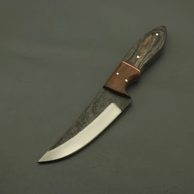 Faca personalizada forjada à mão ferrovia espiga aço caça acampamento ponta completa + bainha - Imagem 1 de 4