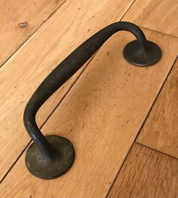 Antique Brass Door Handle Shop Pulls Old Pub Art Deco Solid  Vintage  10” Long - Image 1 of 4