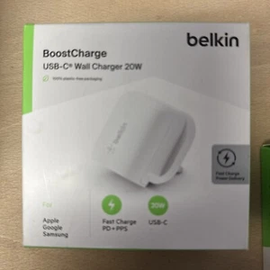 (LLL) Belkin USB-C Wall Charger Fast 20W Plug for Apple, Google, Samsung - Picture 1 of 1