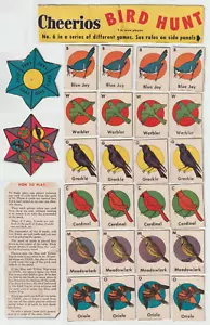 C 1956 komplett Cheerios Vogeljagd Werbung Müslischachtel Ausschnitt Spiel Nr. 6 - Bild 1 von 4