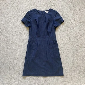 Brooks Brothers Red Fleece Denim Chambray Sz 6 Short Sleeve Pocket Shift Dress - Picture 1 of 14