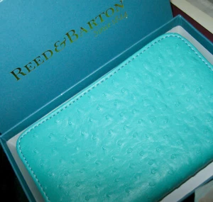 REED & BARTON BEAUTIFUL AQUA LEATHER LADIES WALLET-FABUOUS COLOR INSIDE TOO! - Picture 1 of 10