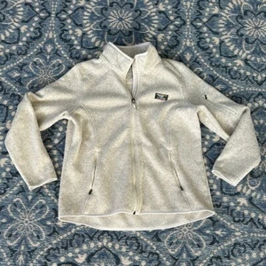 L.L. Bean Light Gray Full-Zip Jacket - Large Petite - Picture 1 of 3