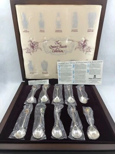 Boxed Set Sterling Silver & Enamel Queen's Beasts Spoons, Birmingham 1977 - Picture 1 of 17