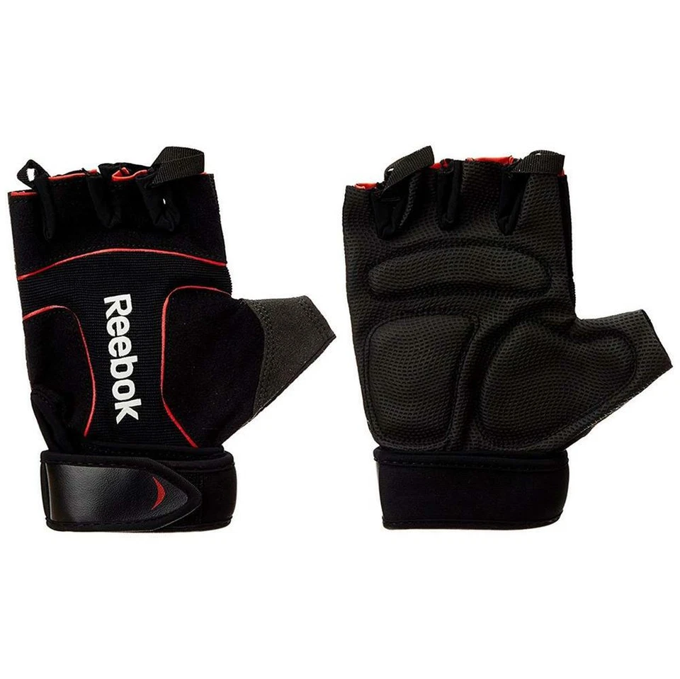Guantes de levantamiento de pesas Reebok unisex negros pequeños medianos grandes Foto 1 de 1