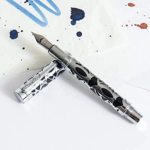 Conklin Endura Deco Crest Fountain Pen - Black & Chrome - Picture 1 of 14