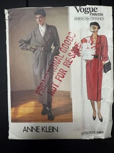 Vogue 1461 Anne Klein Designer Wrap Dress Pattern – Belted Midi – 1980s - Picture 1 of 2