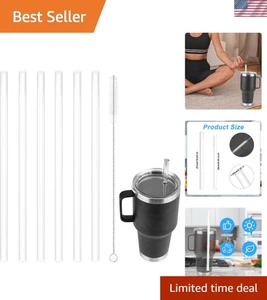 6 Stück Ersatz Strohhalm für Yeti 42Oz, wiederverwendbare Strohhalme mit langer Strohhalmbürste Plas - Bild 1 von 8