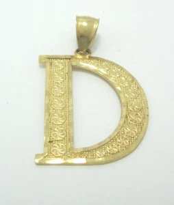 STUNNING 10K YELLOW GOLD ALPHABET LETTER "D" INITIAL PENDANT    2.3G - Picture 1 of 7