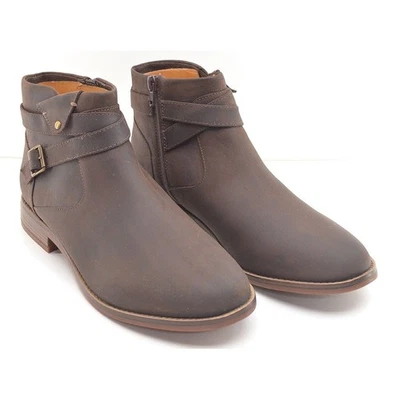 Botas femininas Clarks Cazmin centavo fivela zíper 12 M couro marrom sapatos novos - Imagem 1 de 4