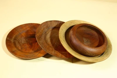 Cuencos y platos de madera artesanales africanos decoración de mesa tribal rústica-G5908 Foto 1 de 4