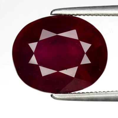 💎 5,89 quilates 11,5 x 9,5 mm rubí rojo ovalado - relleno de vidrio térmico, piedras preciosas de Mozambique Foto 1 de 4