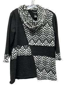 Top Ali Miles para mujer pequeño negro/blanco mezcla de poliéster capucha cuello (F8) - Imagen 1 de 5