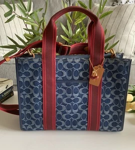 NWT COACH SIGNATURE DENIM SMITH TOTE BAG - Picture 1 of 10