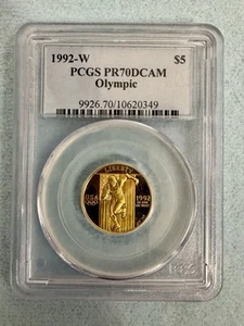 1992-W Olympic $5 Gold Commemorative Coin PCGS PR70DCAM 🔥 - Picture 1 of 3